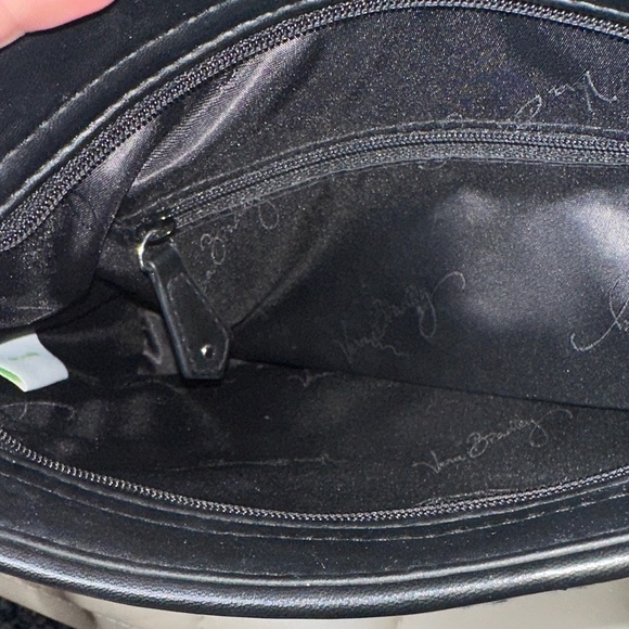 Vera Bradley Midnight Houndstooth Pattern Leather Trimmed CB Shoulder Bag NWOT - Picture 9 of 13